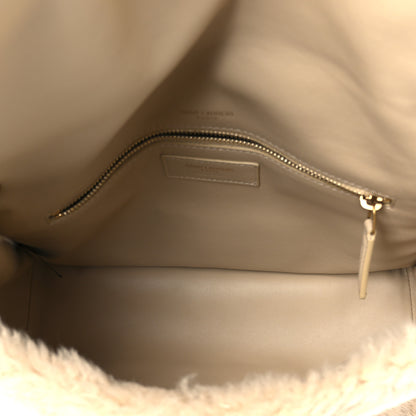 Saint Laurent Lambskin Shearling Monogram Medium Niki Chain Satchel Natural Beige 5 of 12