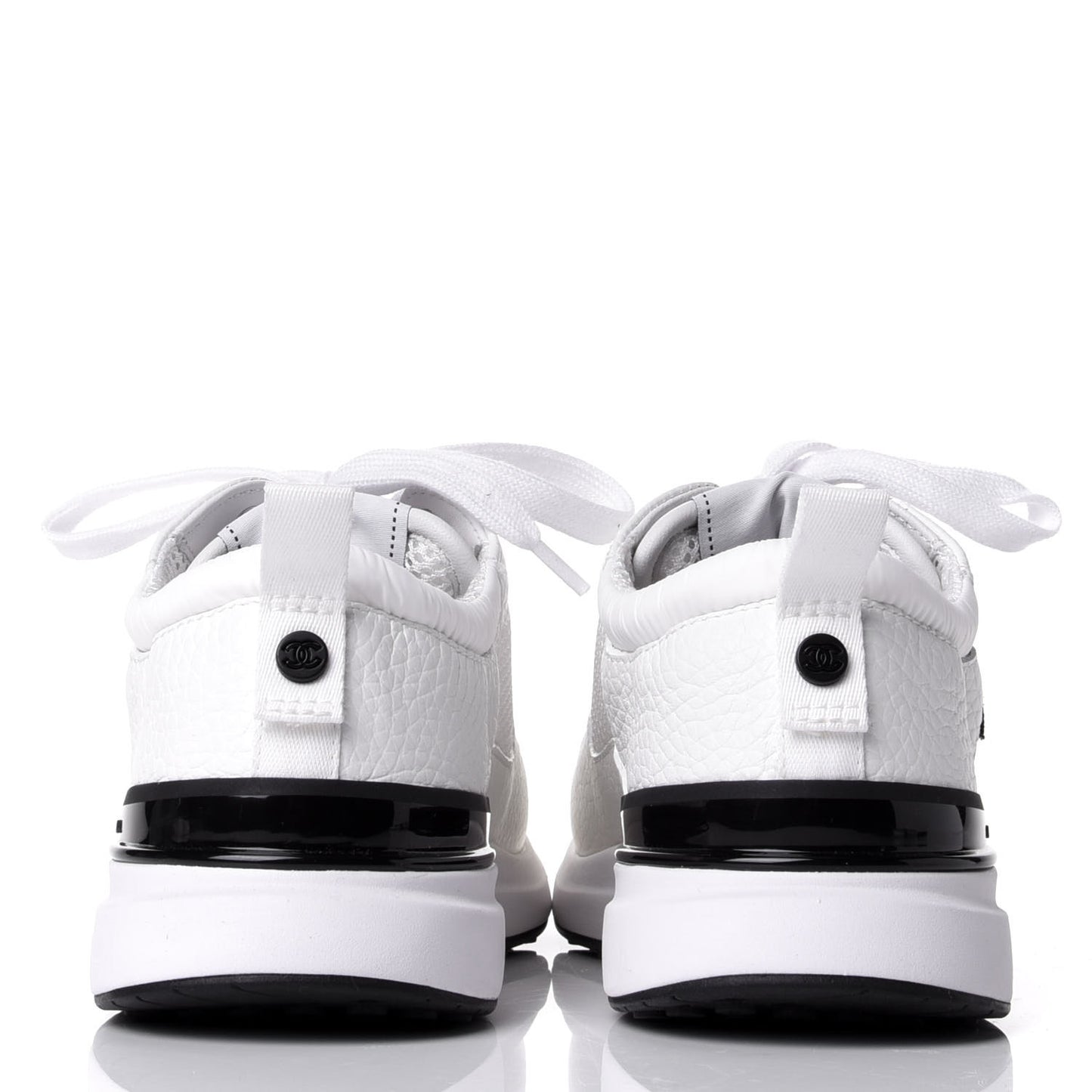 Calfskin Mesh Lycra Suede Womens Logo Sneakers 37.5 White