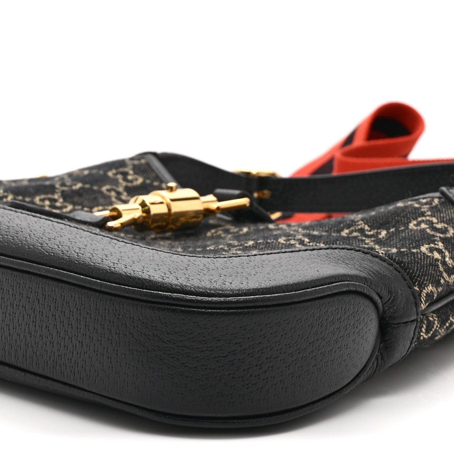 Gucci Jacquard Denim GG Monogram Small Jackie 1961 Hobo Black Ivory 11 of 11