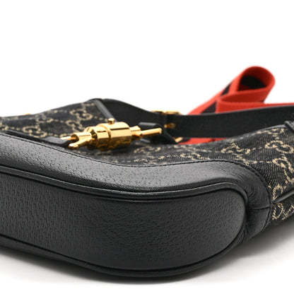 Gucci Jacquard Denim GG Monogram Small Jackie 1961 Hobo Black Ivory 11 of 11