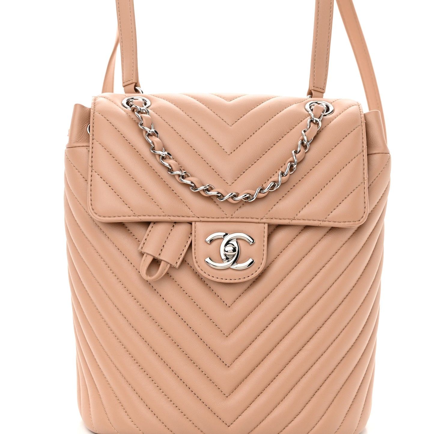 Calfskin Chevron Quilted Small Urban Spirit Backpack Beige