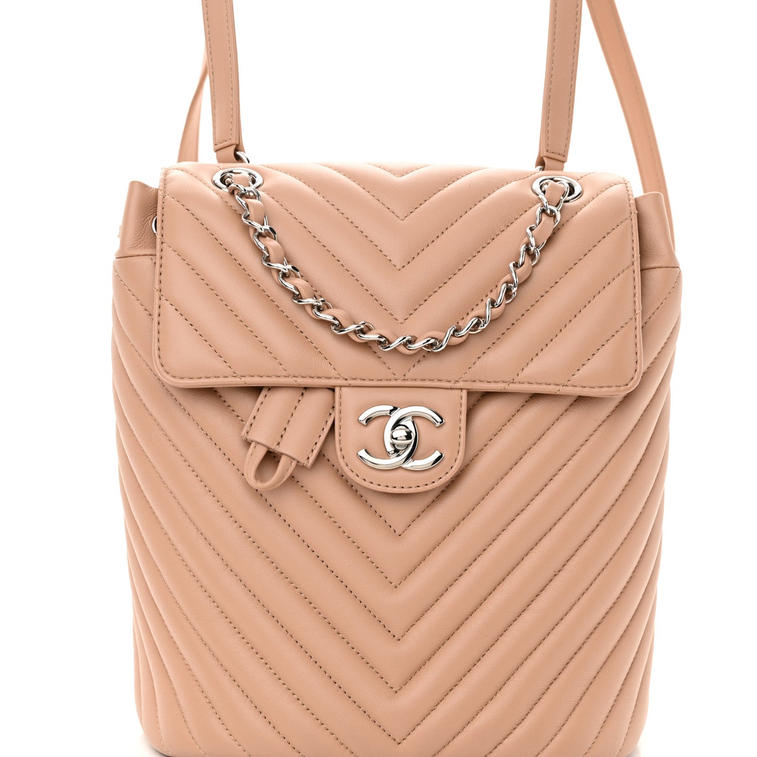 Chanel Calfskin Chevron Quilted Small Urban Spirit Backpack Beige 8 of 14