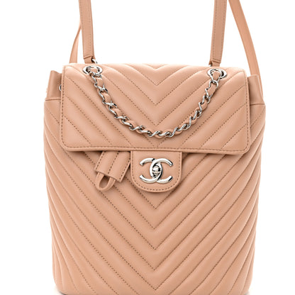 Chanel Calfskin Chevron Quilted Small Urban Spirit Backpack Beige 8 of 14