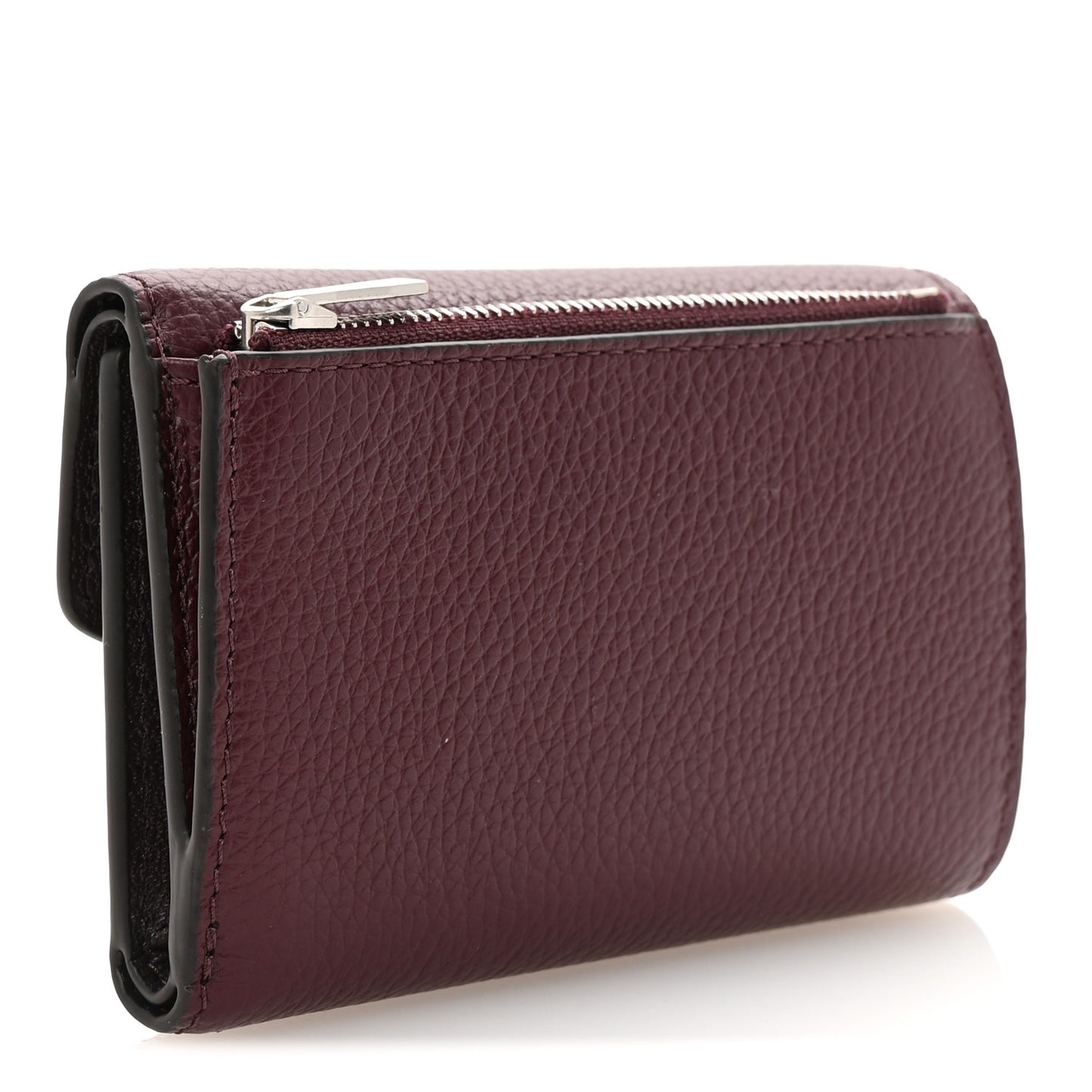 Heavy Grain Folded Multi Card Case Wallet Black Cherry