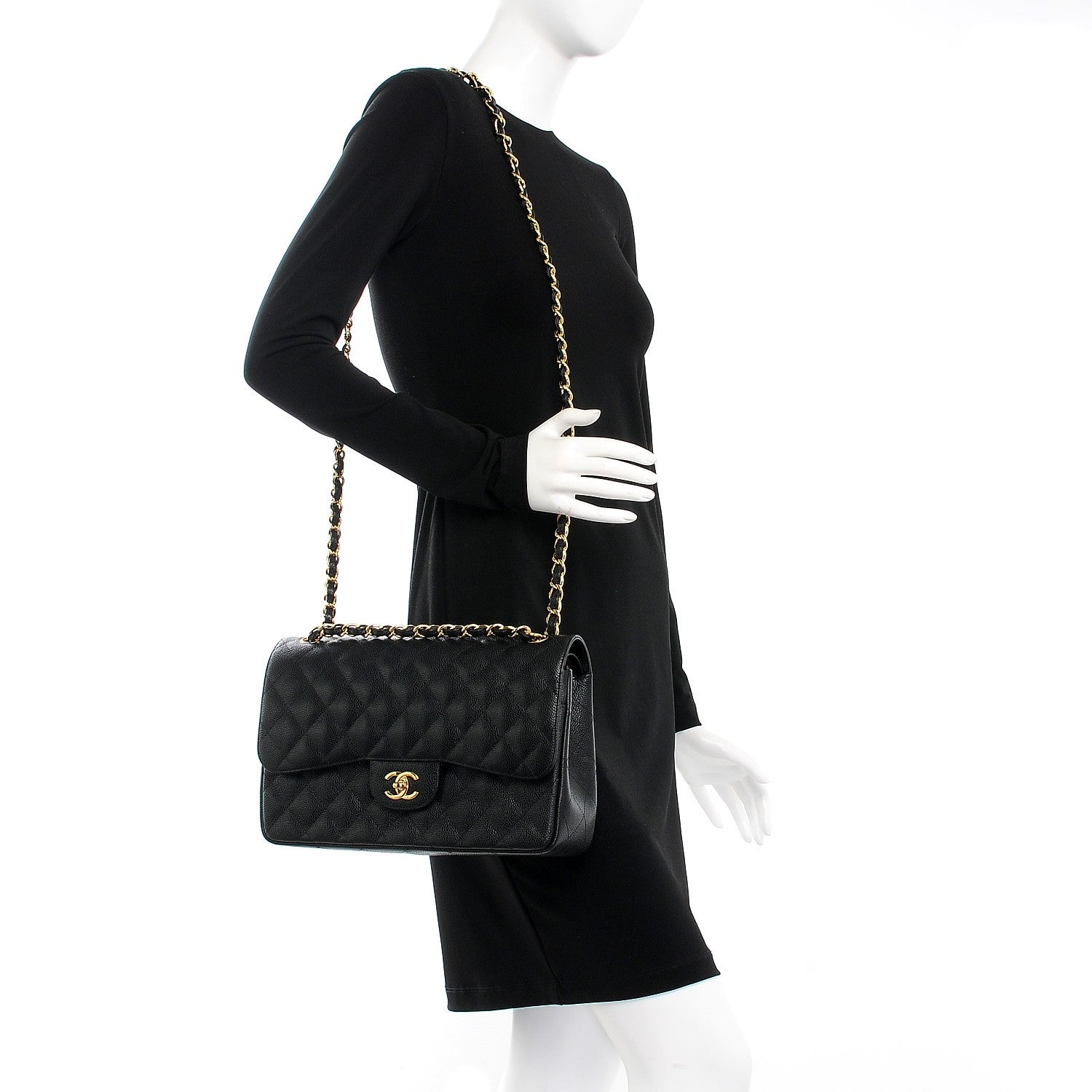 Chanel Caviar Quilted Jumbo Double Flap Black 2 of 8