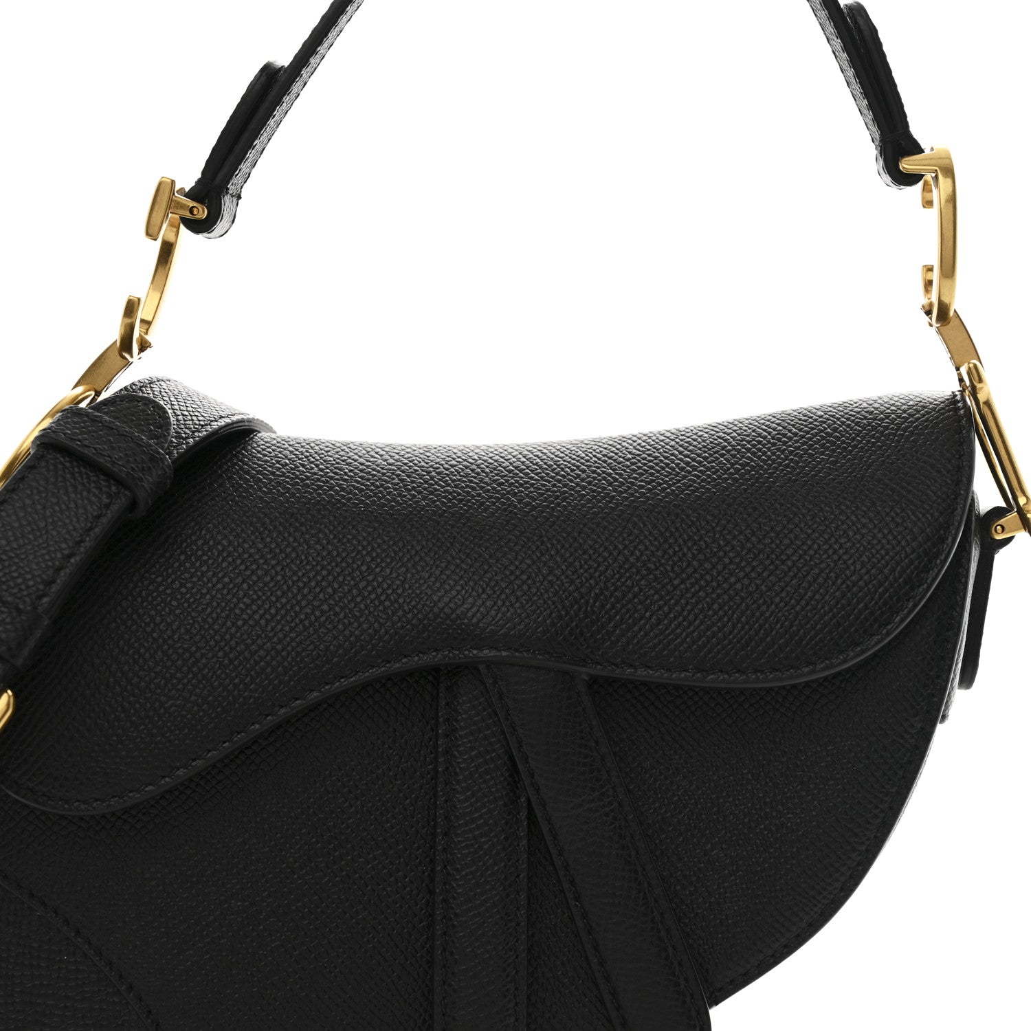 Christian Dior Grained Calfskin Mini Saddle Bag With Strap Black 8 of 11