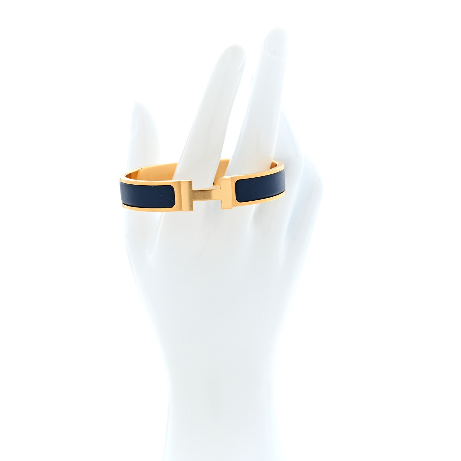 Hermes Matte Enamel Narrow Clic Clac HH Bracelet T4 Bleu Biarritz 2 of 5