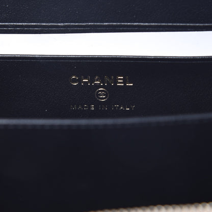 Chanel Caviar Quilted CC Filigree Vanity Clutch With Chain Beige Black 6 of 9