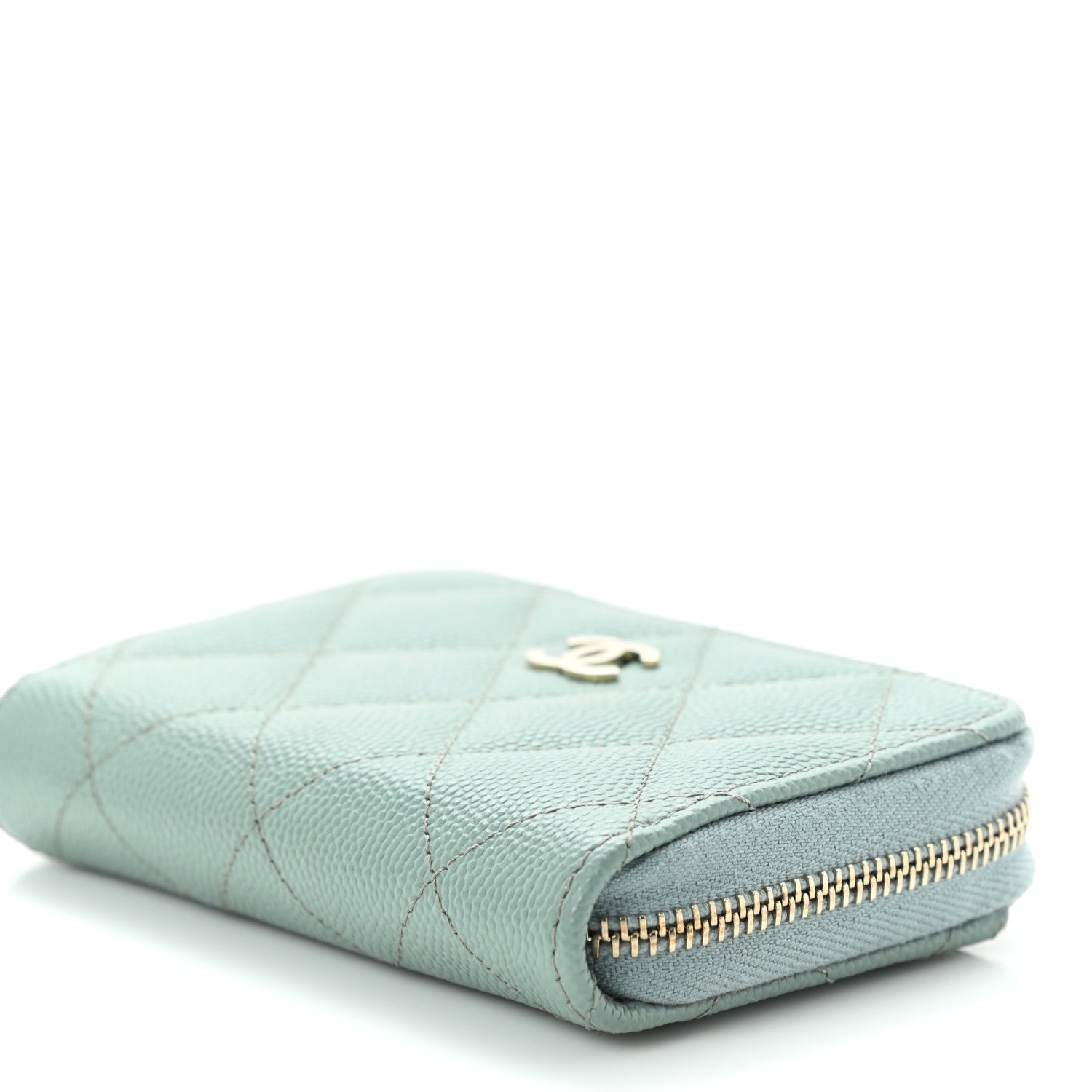 Chanel Caviar Quilted Zip Around Coin Purse Wallet Dark Green 10 of 10