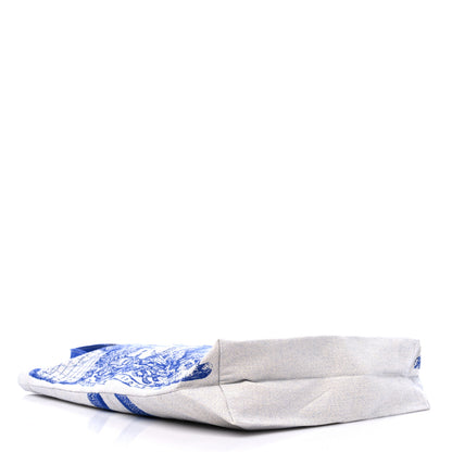 Christian Dior Canvas Print Cruise Tote Ivory Blue 4 of 8