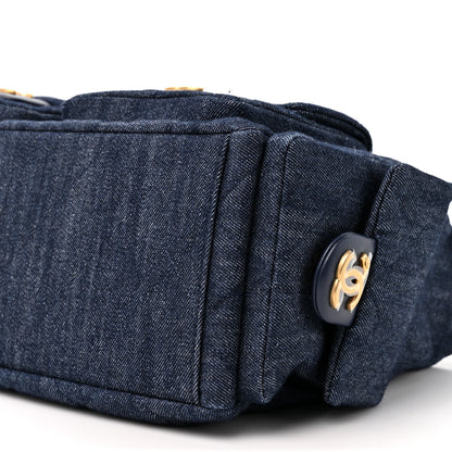 Chanel Washed Denim Quilted Large Trendy Pockets Hobo Dark Blue 8 of 10