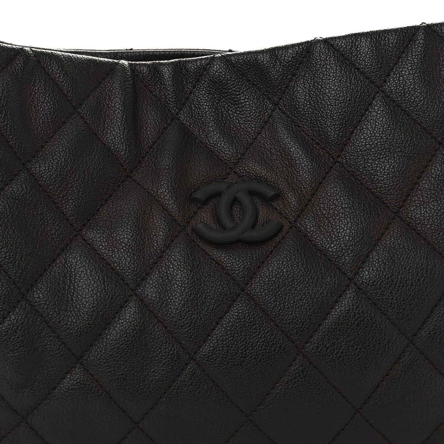 Calfskin Quilted Expandable Zip Shoulder Bag Black