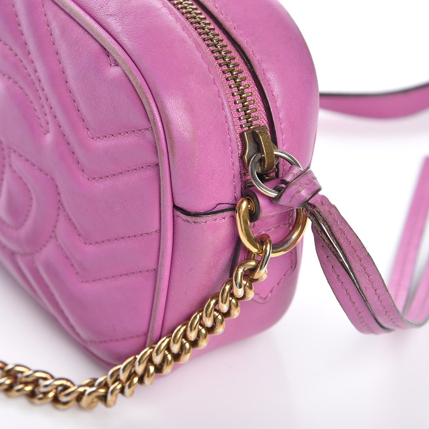 Calfskin Matelasse Mini GG Marmont Chain Shoulder Bag Candy Mousse