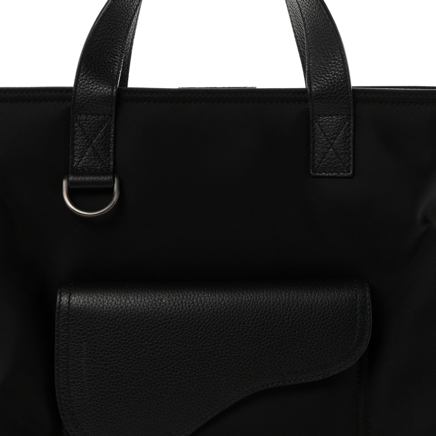 X SACAI Nylon Grained Calfskin Saddle Tote Black