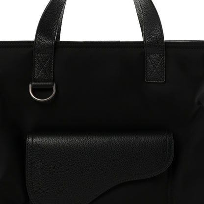 Christian Dior X SACAI Nylon Grained Calfskin Saddle Tote Black 8 of 10