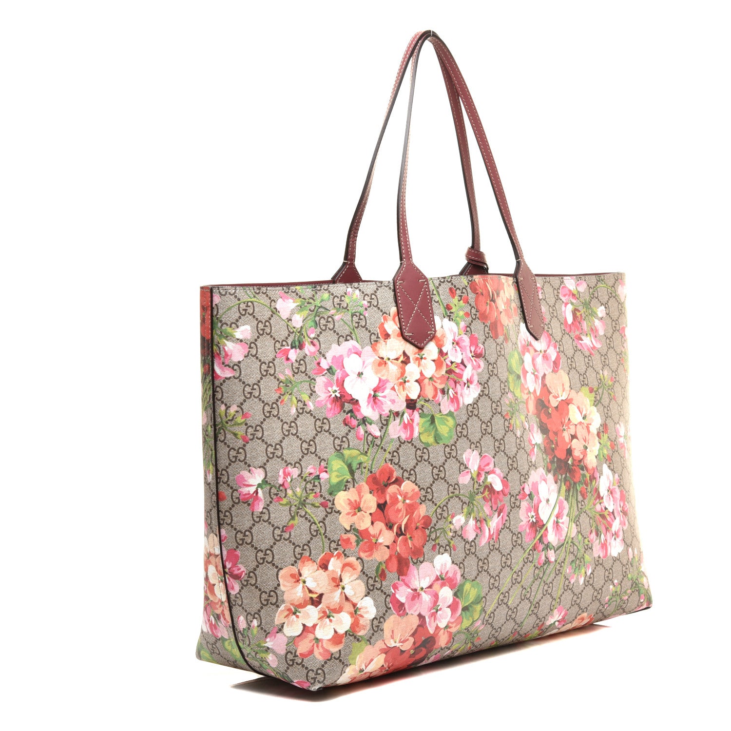 Gucci GG Supreme Monogram Blooms Medium Reversible Tote Beige Multicolor Dry Rose 3 of 9