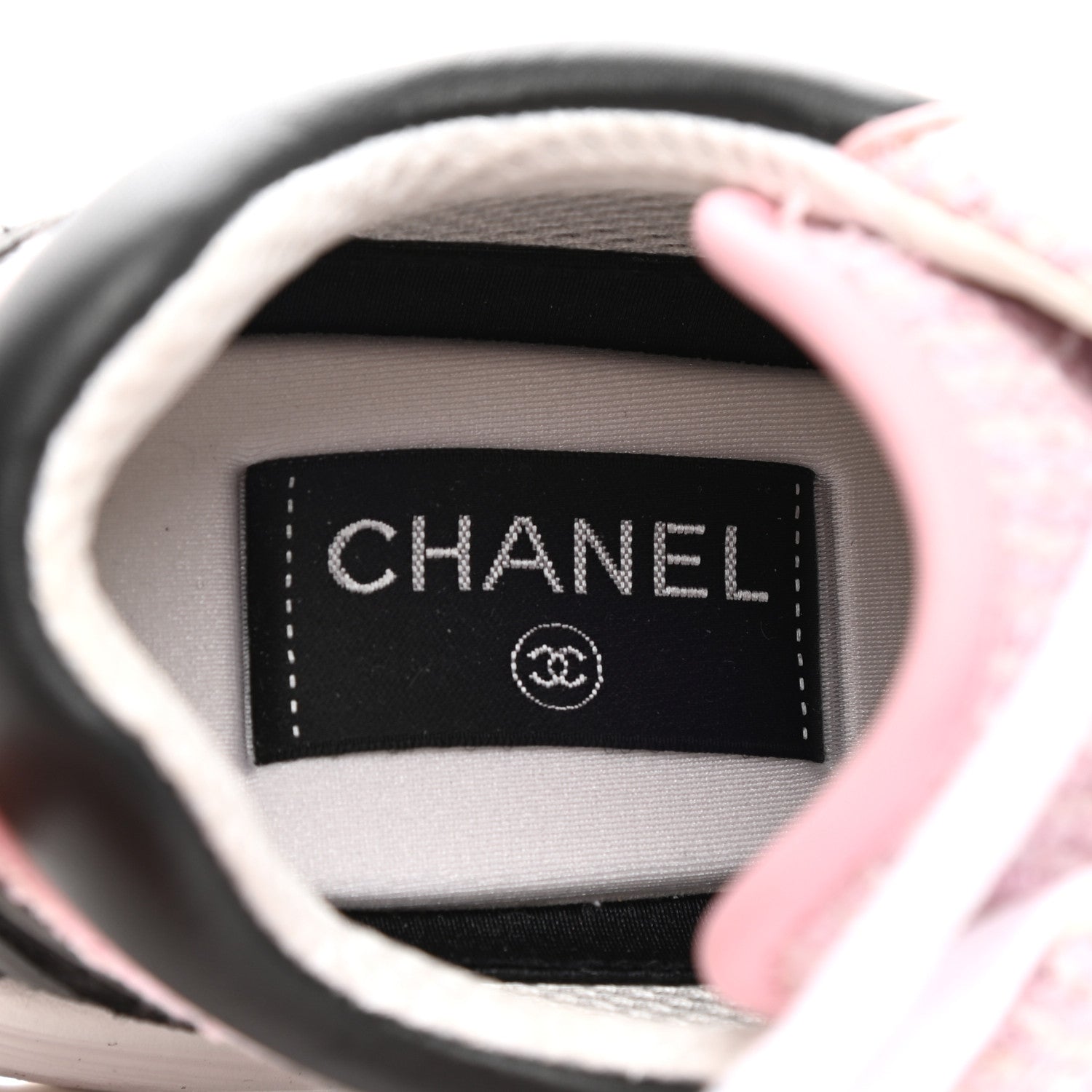 Chanel Tweed Suede Calfskin CC Sneakers 38 Gray Pink 7 of 8