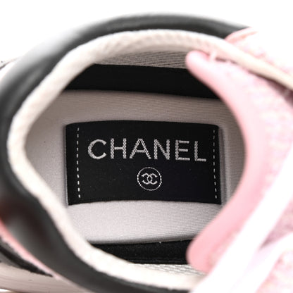 Chanel Tweed Suede Calfskin CC Sneakers 38 Gray Pink 7 of 8