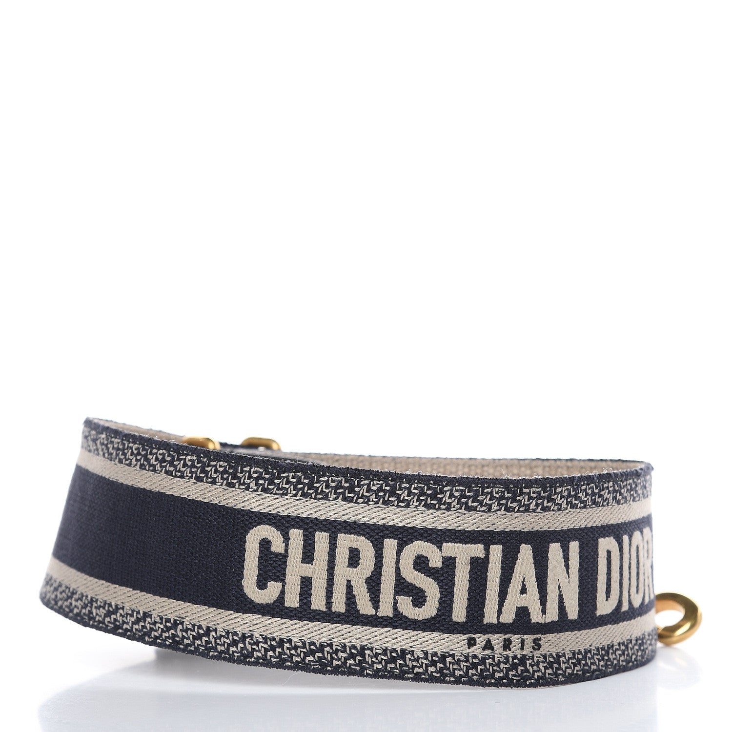 Christian Dior Canvas Embroidered Shoulder Strap Blue 2 of 5
