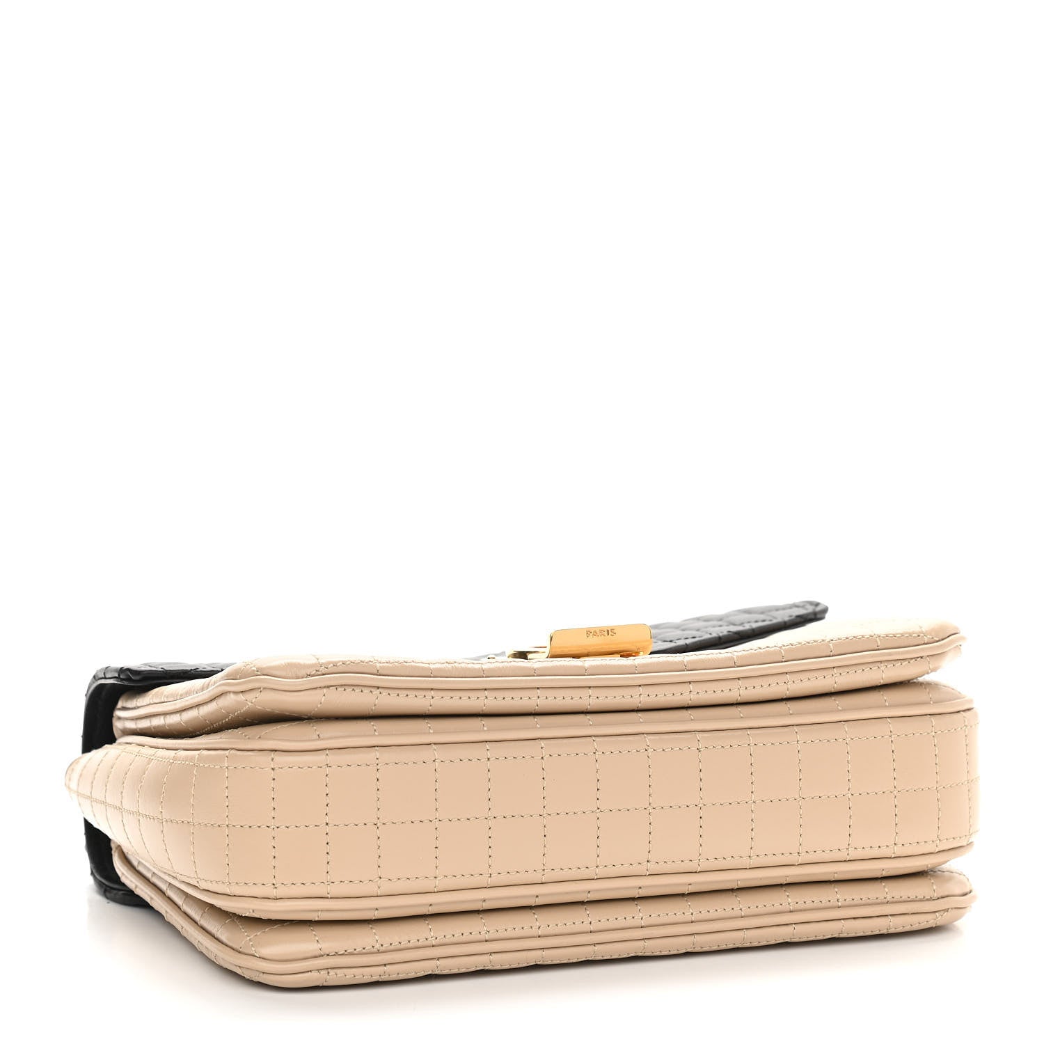 Celine Calfskin Quilted Medium C Bag Black Beige 4 of 12