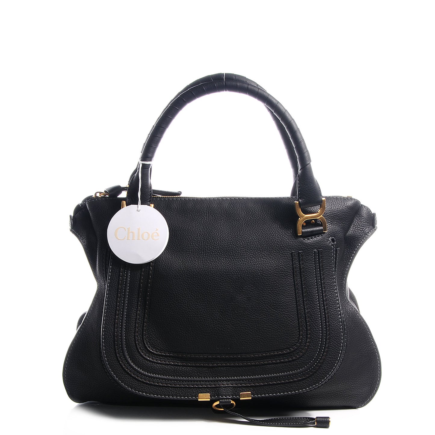 Calfskin Large Marcie Satchel Black