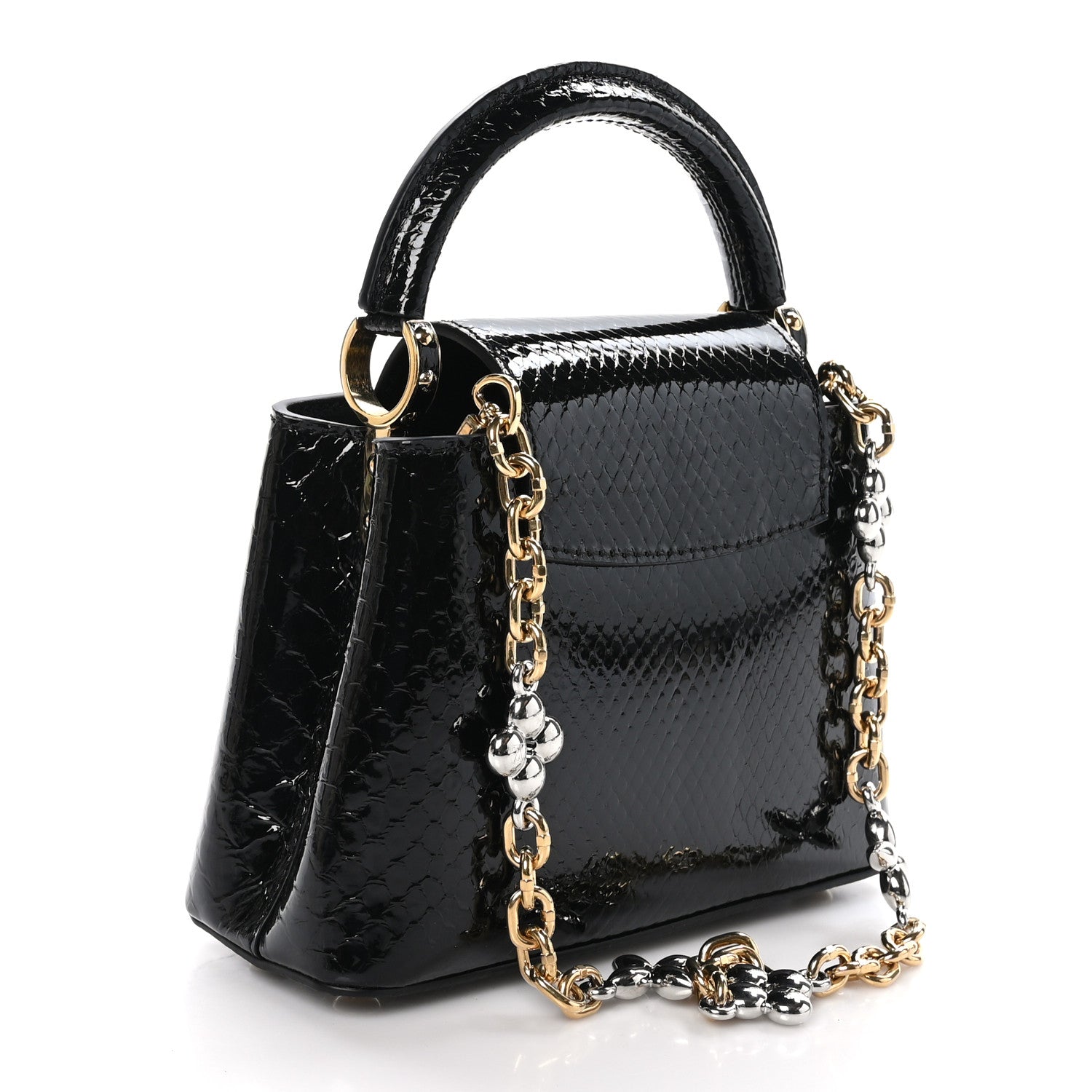 Louis Vuitton Snakeskin Flower Chain Capucines Mini Black 1542723