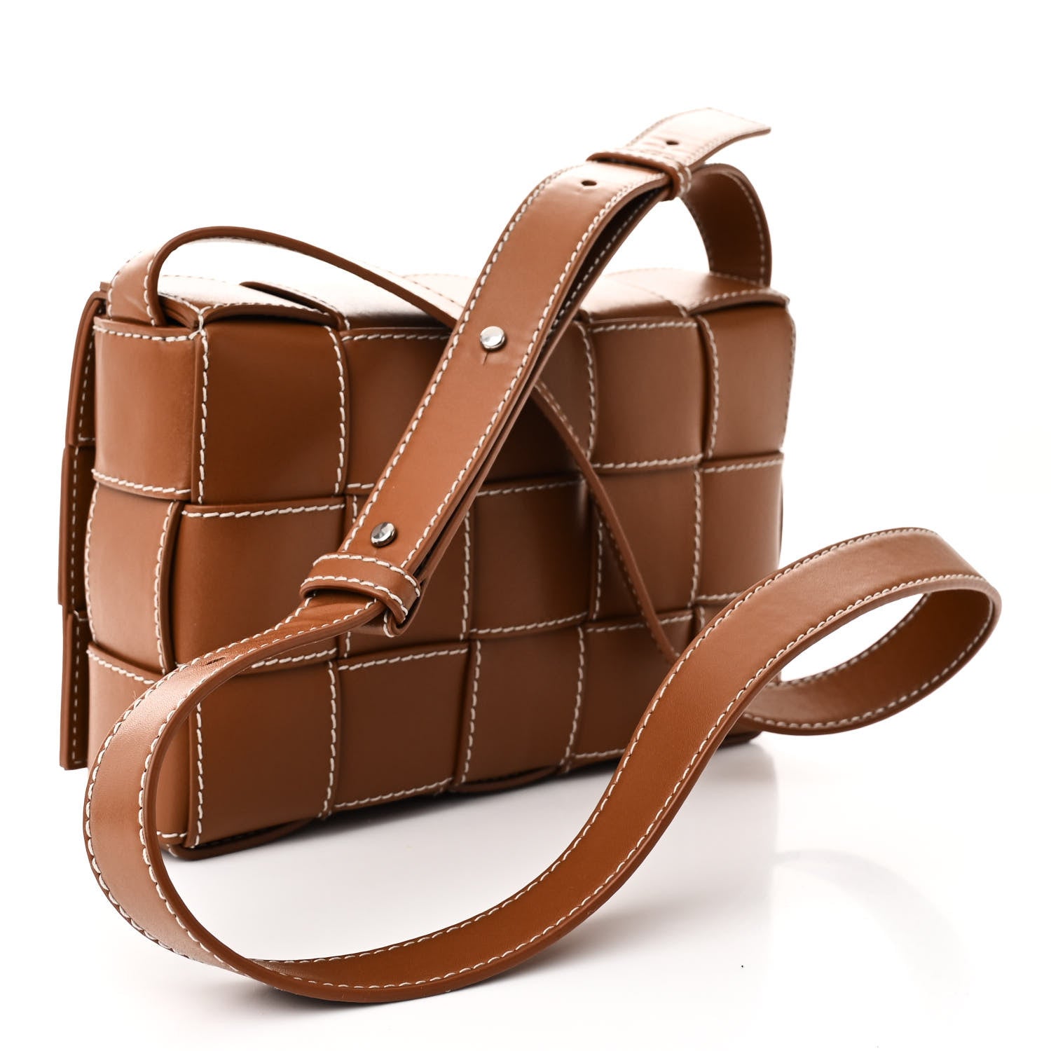 Bottega Veneta Lambskin Maxi Intrecciato Edge Stitch Cassette Crossbody Bag Wood 3 of 10
