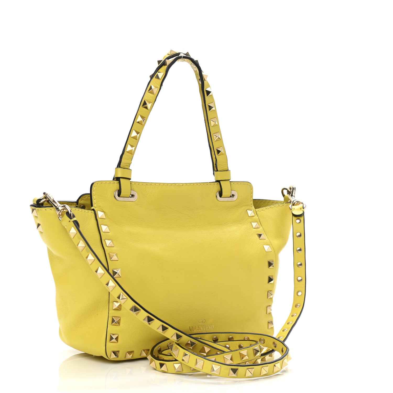 Valentino Garavani Vitello Mini Rockstud Tote Water Yellow 3 of 13