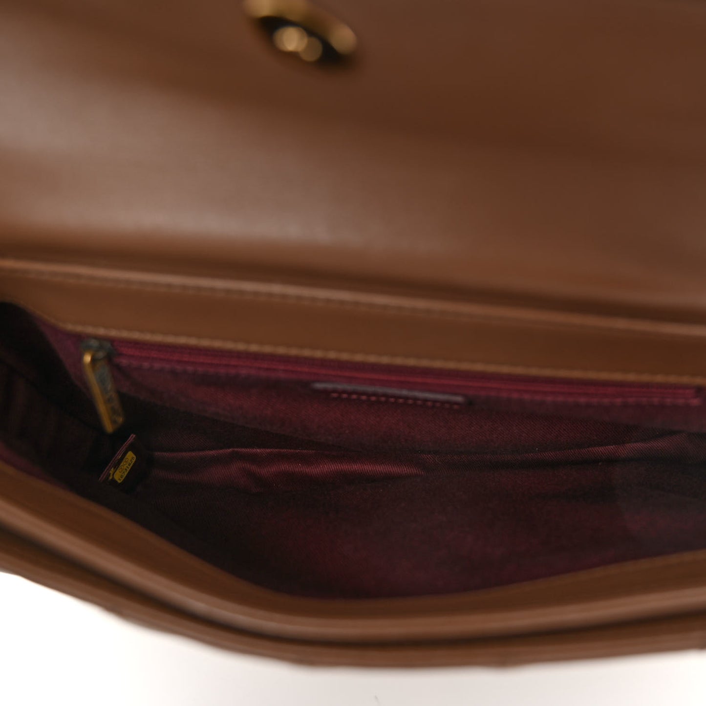 Calfskin Quilted Large Perfect Edge Flap Kaki