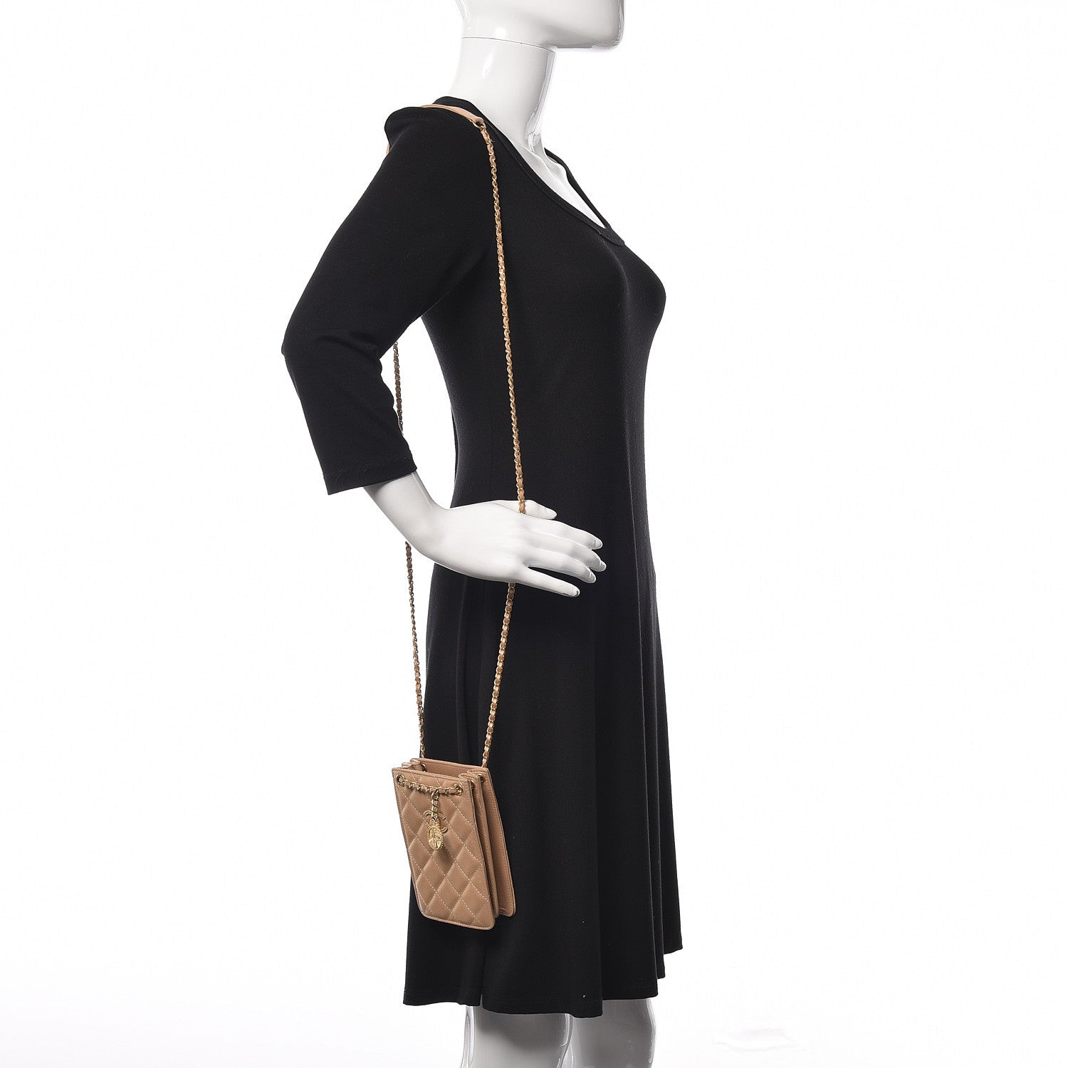 Chanel Metallic Calfskin Quilted Crossbody CC Phone Holder Gold 2 of 14