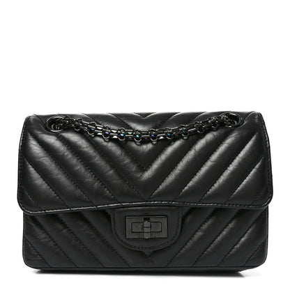 Chanel Aged Calfskin Chevron Quilted 2.55 Reissue Mini Flap So Black 1 of 10
