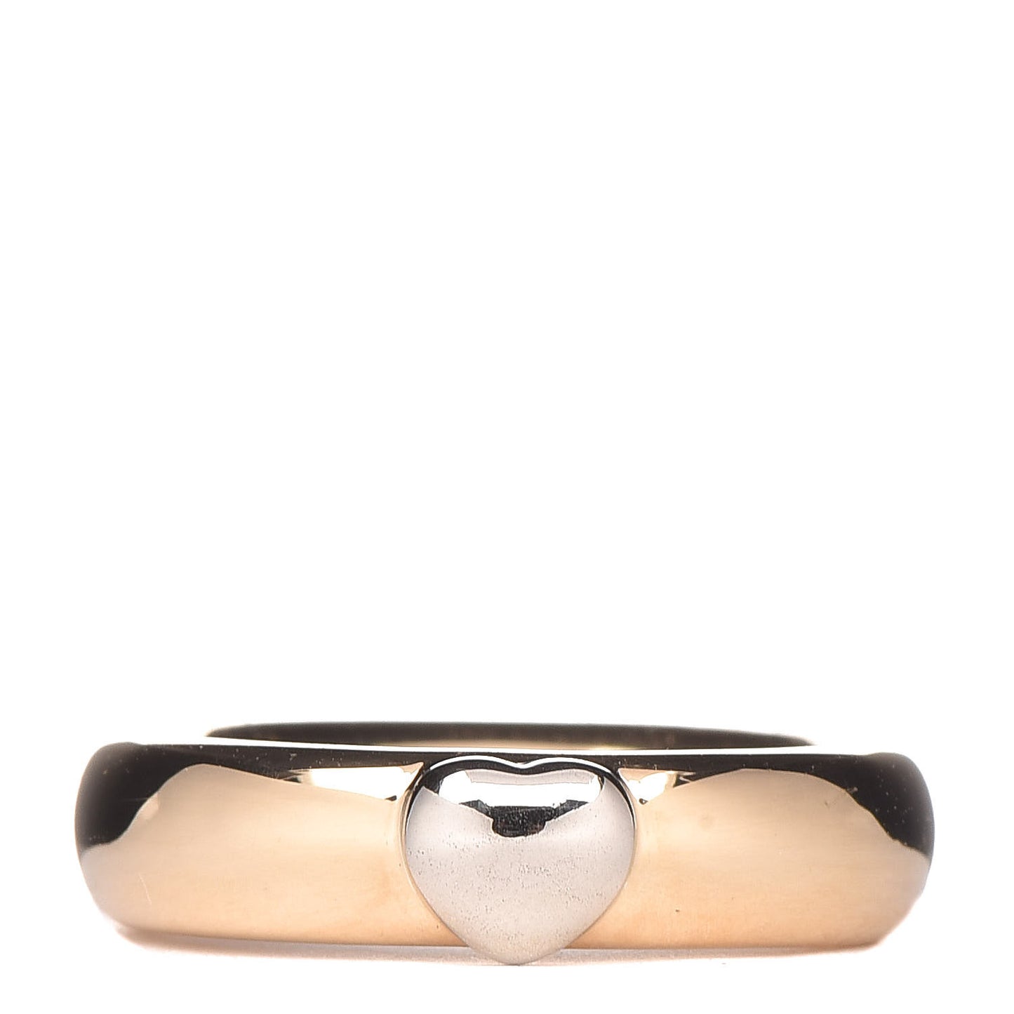 18K White Yellow Gold Heart Band Ring 50 5.5