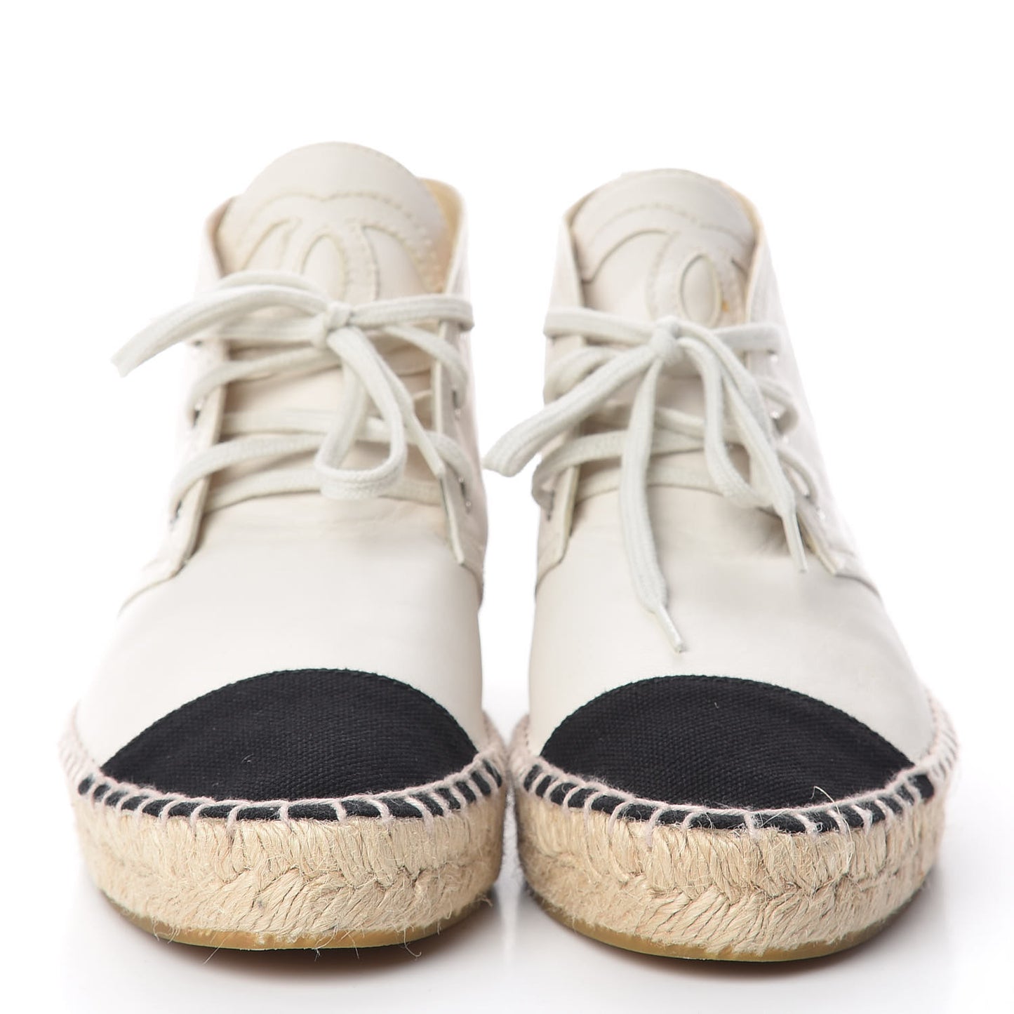 Lambskin Canvas Cap Toe Lace Up Espadrilles 38 White Black