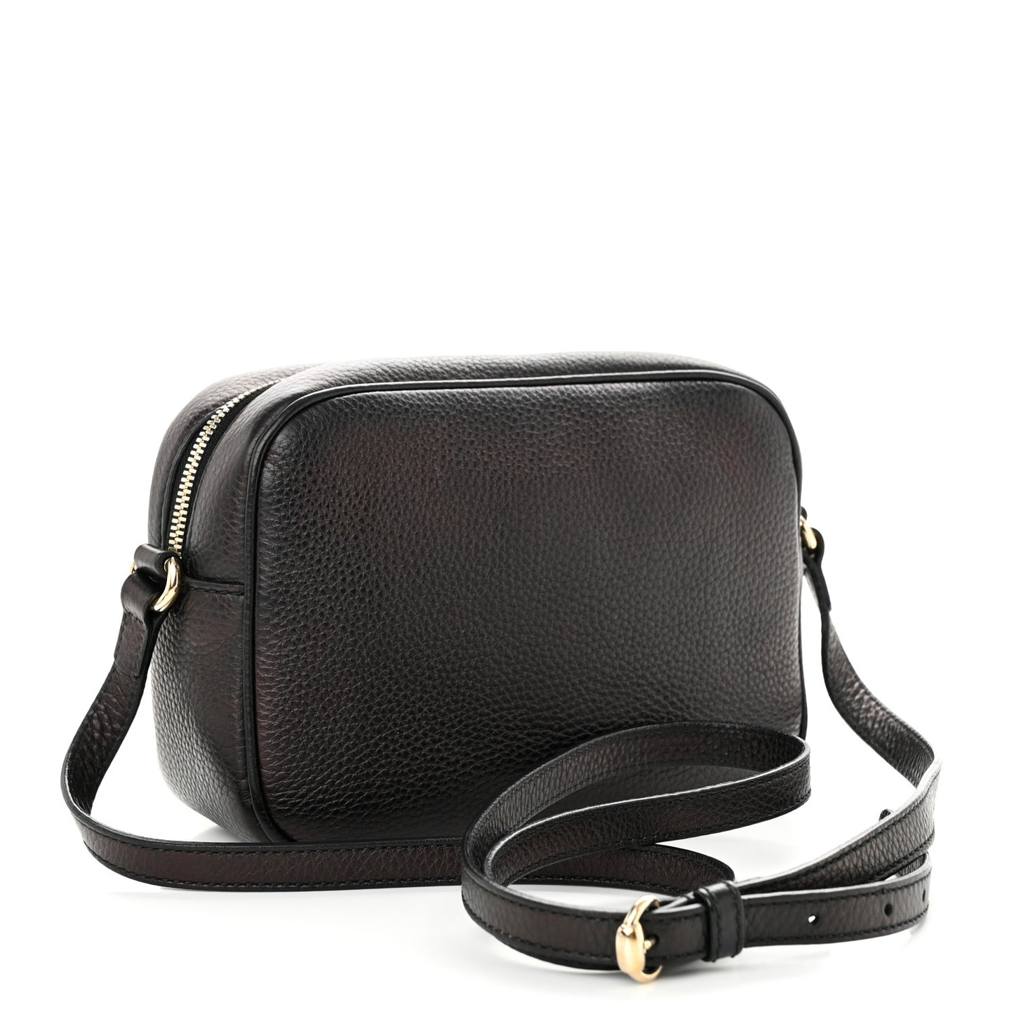 Pebbled Calfskin Small Soho Disco Bag Black