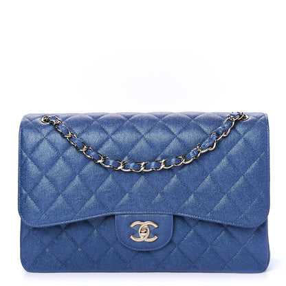 Chanel Iridescent Caviar Quilted Jumbo Double Flap Dark Blue 1 of 4