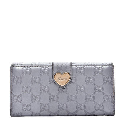 Gucci Guccissima Heart Continental Wallet Silver 1 of 13