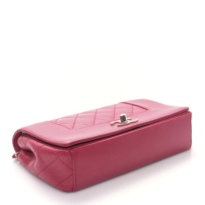 Chanel Iridescent Sheepskin Quilted Small Vintage Mademoiselle Flap Dark Pink 4 of 9