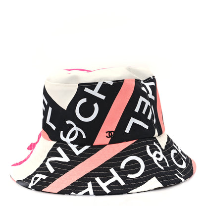 Chanel Cotton Logo Cloche Hat S Ecru Black Pink 1 of 9