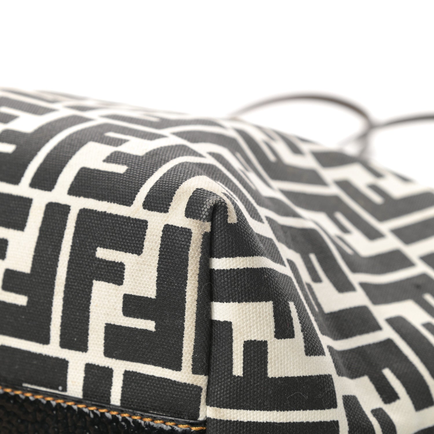 Fendi Canvas FF Roll Tote Black White 10 of 18