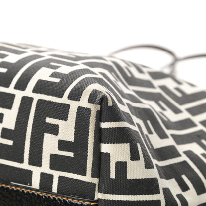 Fendi Canvas FF Roll Tote Black White 10 of 18