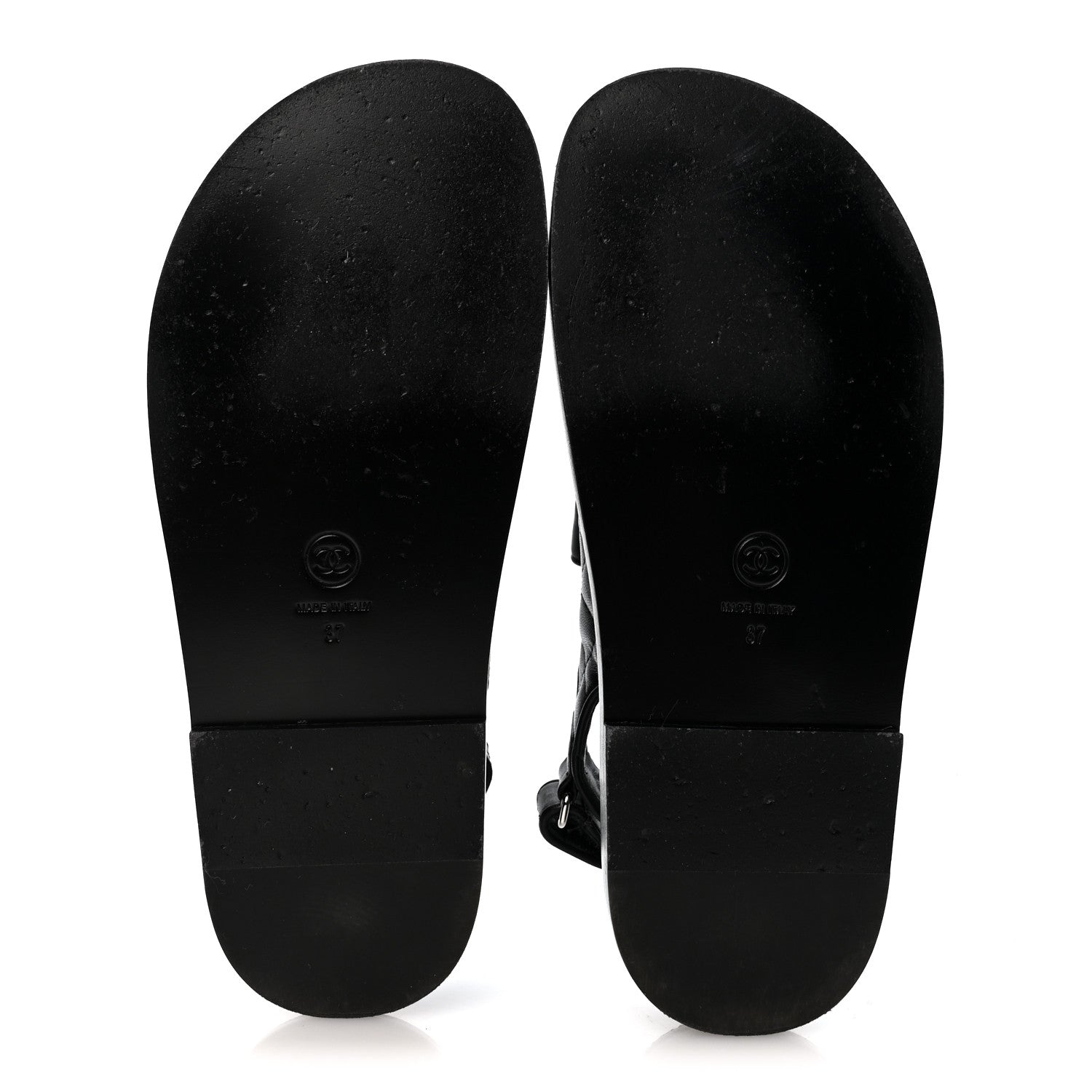 Chanel Lambskin Velcro Dad Sandals 37 So Black 6 of 9