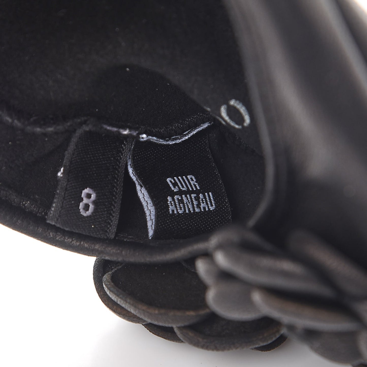 Lambskin Camellia Fingerless Gloves 8 Black