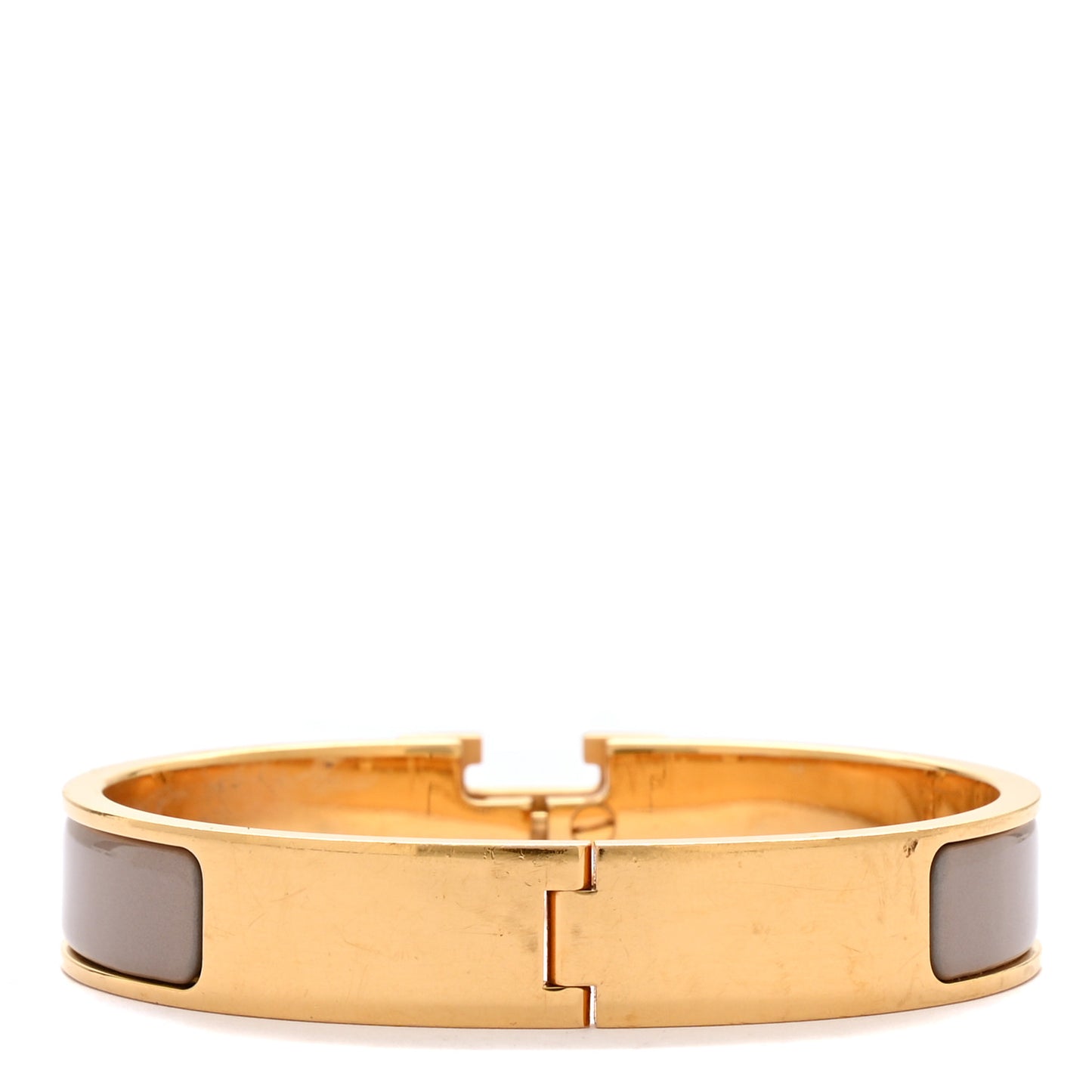 Enamel Narrow Clic Clac H Bracelet GM Marron Glace