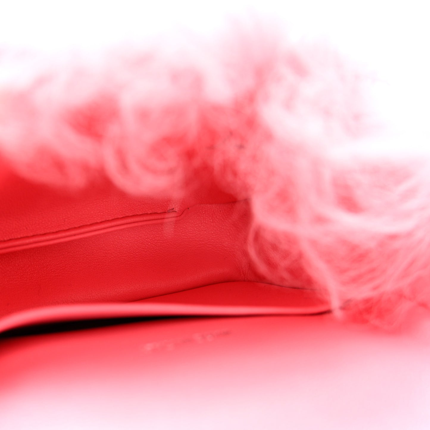 Shearling Lambskin CC Hook Card Holder Pink