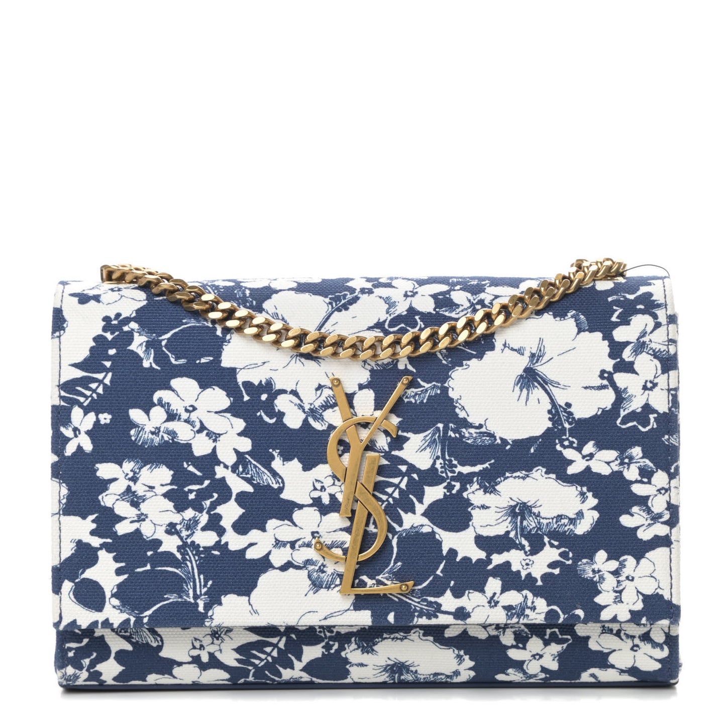 Canvas Small Monogram Hibiscus Print Kate Satchel Blue