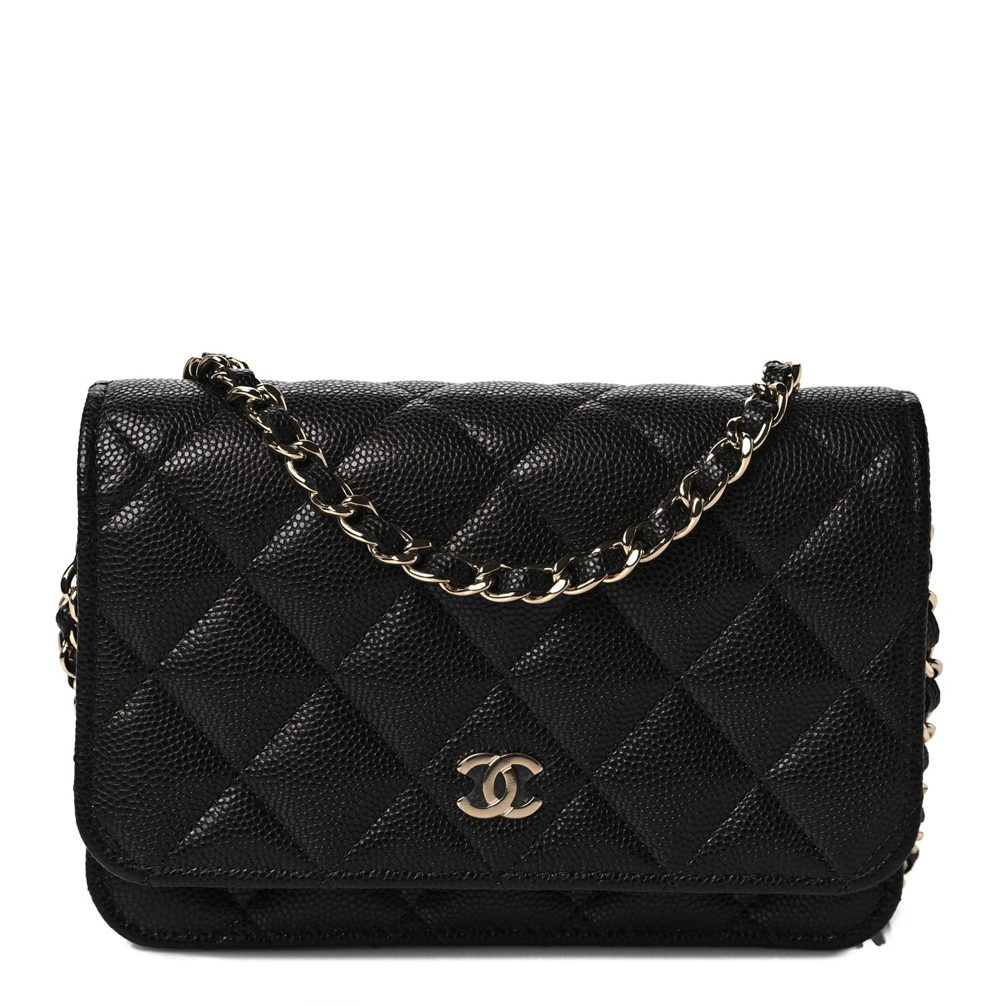 Caviar Quilted Mini Wallet On Chain WOC Black