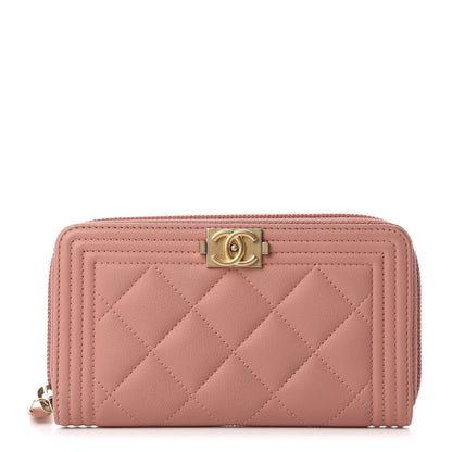 Chanel Caviar Quilted Small Boy Zip Around Wallet Pink 1 of 9
