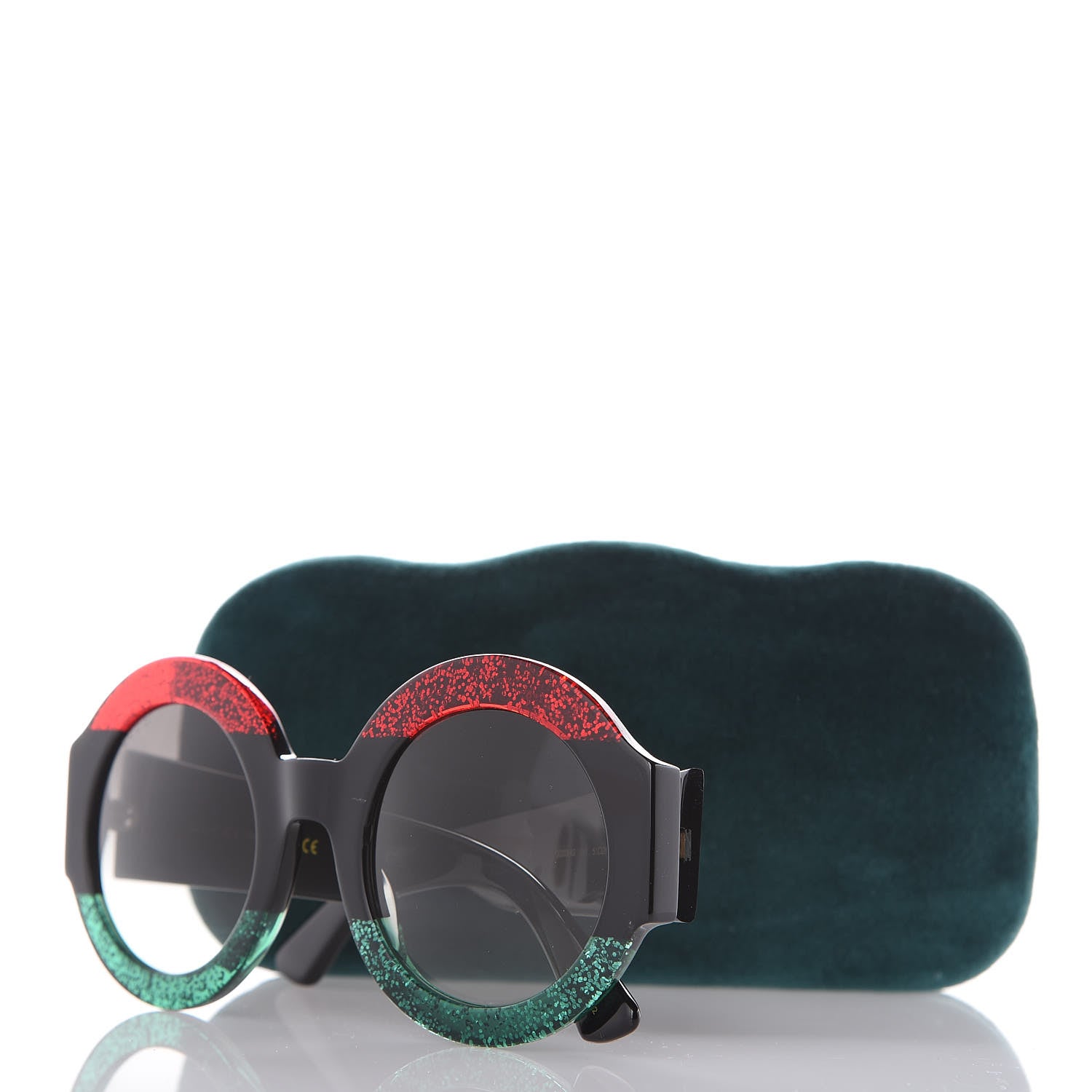 Gucci Acetate Round GG0084S Sunglasses Black Red Green 8 of 8