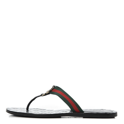 Gucci Nylon Guccissima Web Womens Thong Sandals 38.5 Green Red Black 1 of 16