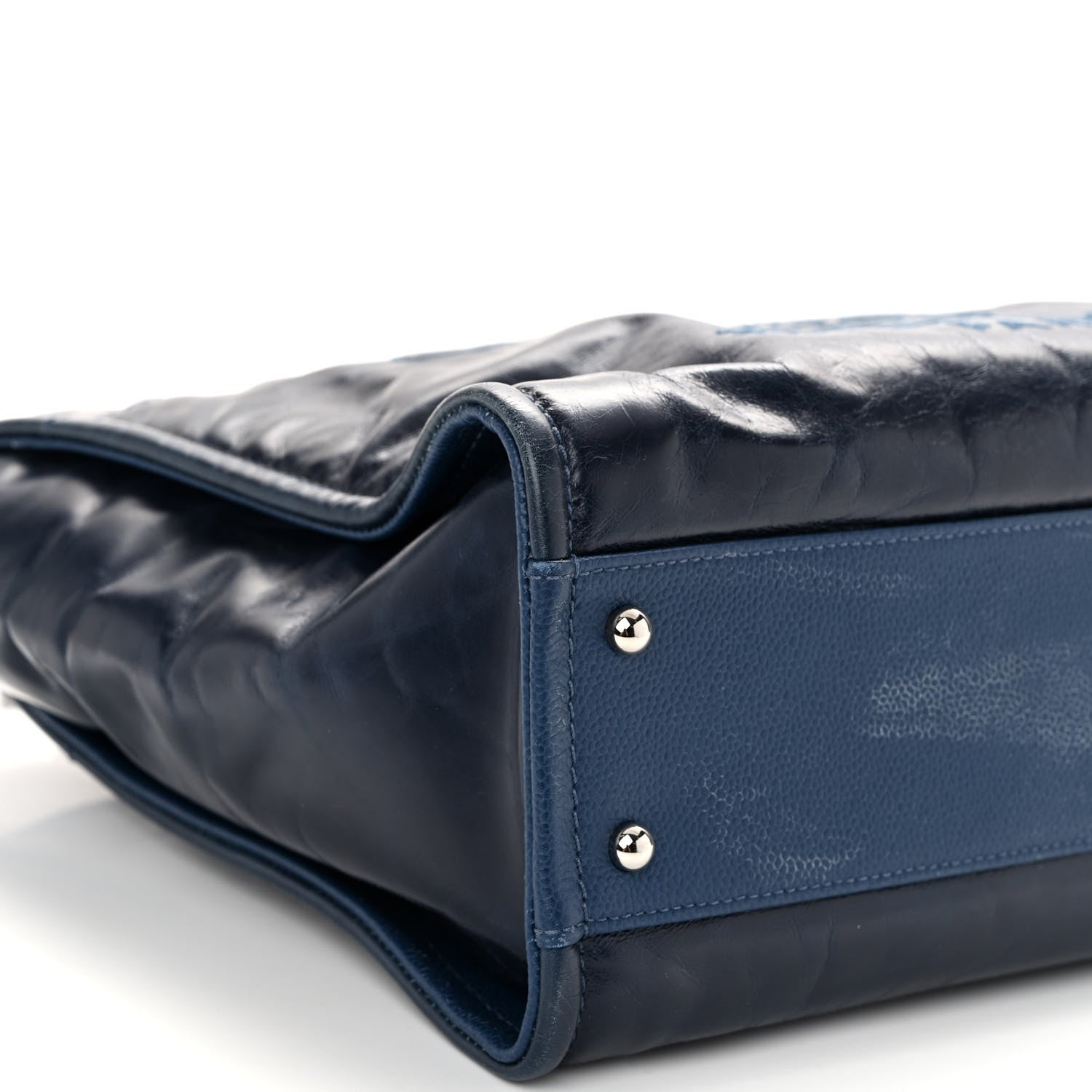 Chanel Glazed Calfskin Small Deauville Tote Blue 9 of 11